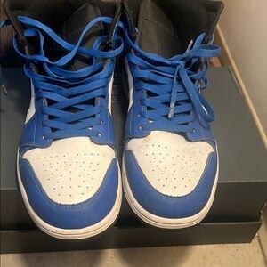 Blue and White High-Top Sneakers
